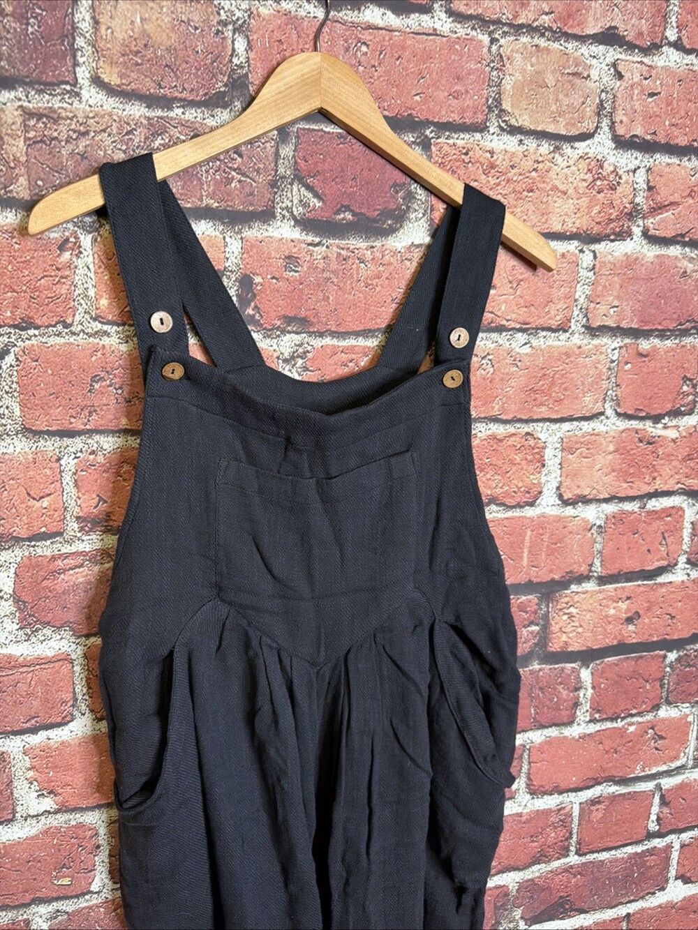 Free People Sun Drenched Overalls Jumpsuit Large Black NEW NWT Womens Wide Leg - Picture 2 of 5